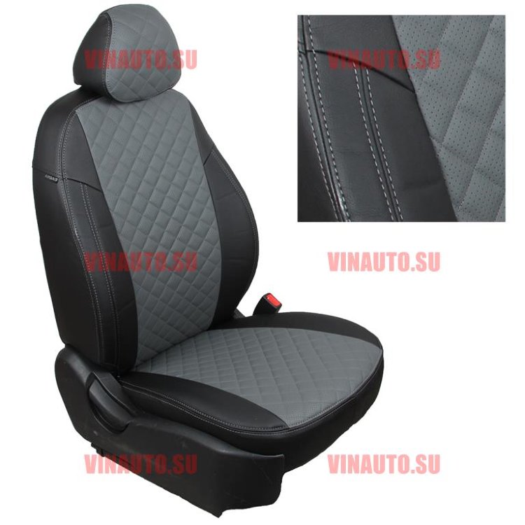 Авточехлы KIA-Sportage III 2010-2016 (Ромб) чер+сер Авточехлы KIA-Sportage III 2010-2016 (Ромб) чер+сер