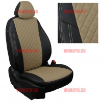 Авточехлы SKODA-Octavia-A-7 Elegance (с задн. подлокотником) (Ромб) чер+тем.беж