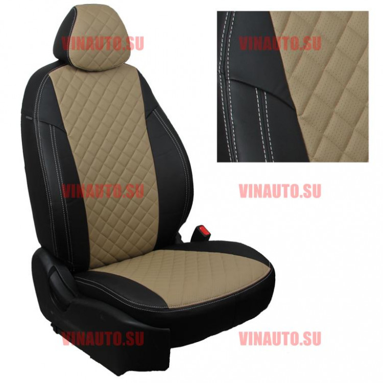 Авточехлы SKODA-Octavia-A-7 Elegance (с задн. подлокотником) (Ромб) чер+тем.беж Авточехлы SKODA-Octavia-A-7 Elegance (с задн. подлокотником) (Ромб) чер+тем.беж