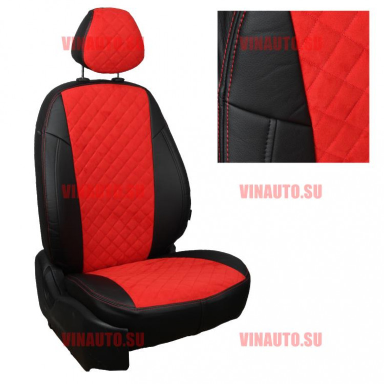 Авточехлы CHEVROLET-Aveo SD с 2004 / Ravon Nexia R3 с 2015 (Ромб-Алькантара) чер+красный Авточехлы CHEVROLET-Aveo SD с 2004 / Ravon Nexia R3 с 2015 (Ромб-Алькантара) чер+красный
