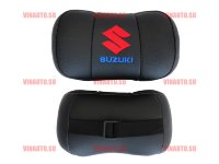 Автомобильные подушки для шеи SUZUKI красная вышивка (Аригон) чер+чер