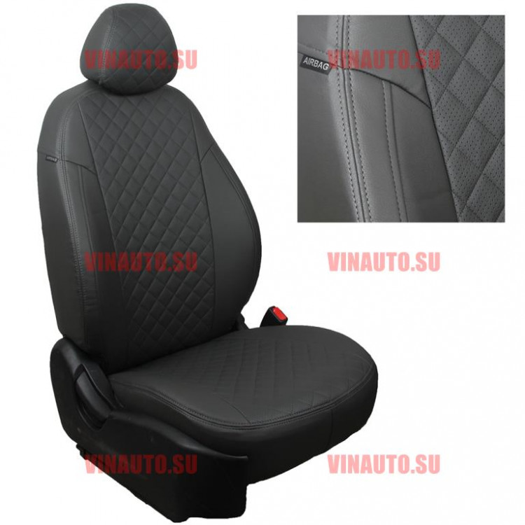 Авточехлы VW- T-5/T-6 (8 мест) рестайлинг с 2009 (Ромб) тем.сер+тем.сер