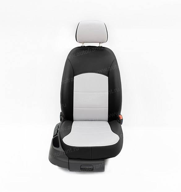 АВТОФРАНТ/Авточехлы KIA Sportage c 2010- (Аригон)/черн+бел/отстрочка белая/логотип киа белый