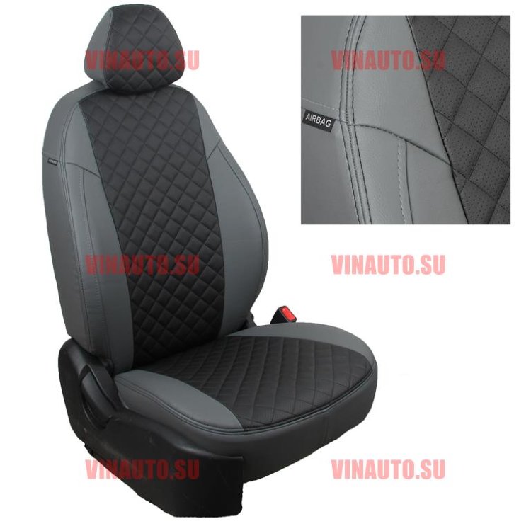 Авточехлы SKODA-Octavia-A-7 Ambiente (без зад. подлокотника) (Ромб) сер+чер Авточехлы SKODA-Octavia-A-7 Ambiente (без зад. подлокотника) (Ромб) сер+чер