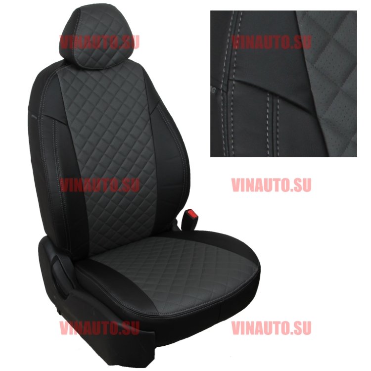 Авточехлы Chevrolet-NIVA 2002-2014 (Ромб) чер+тем.сер