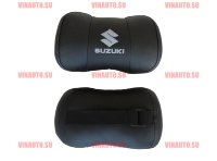 Автомобильные подушки для шеи SUZUKI серая вышивка (Аригон) чер+чер