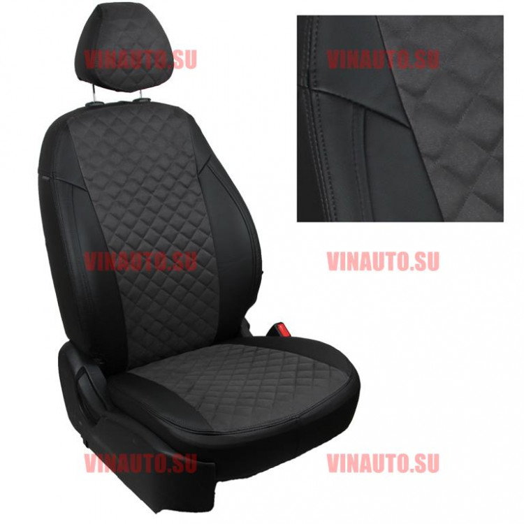 Авточехлы HONDA-CR-V 3 выпуск с 06-12 (Ромб-Алькантара) чер+тем.сер