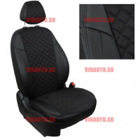 Авточехлы FORD-Focus 2 Ghia/Titanium Sd/Hb/Wag 05-11/ Ford Kuga I Trend 08 (Ромб-Алькантара) чер+чер