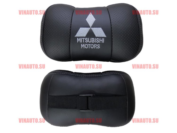 Автомобильные подушки для шеи MITSUBISHI серая вышивка (Аригон) чер+чер Автомобильные подушки для шеи MITSUBISHI серая вышивка (Аригон) чер+чер